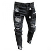 Men denim ripped hole Jeans side high street Jeans Fashion Hip hop Skinny pencil For Men stretch patchwork black 