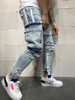 Men Jeans with Side Pockets Fashion Street Wear Safari Style Jeans Full Length Pencil Pants Slim Fit Cargo Denim for Men