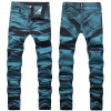 Blue Washed Mens Pencil Jeans Zipper Fly Designer Mid Waist Man Long Pants Fashion Hemme Jeans