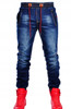 Elastic Waist Jeans Male Clothing Spring Jogger Pants Stretch Designer Washed Denim Blue Pants 