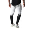 Jeans Men ny Troubled Random colouring block Straight fit Wash destroyed Denim Black White Gradient Potlead Broek 