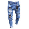 Ripped Holes Hiphop Jeans for Mens Clothing Draped Badge Designer Slim Fit Denim Pants Mens Designer Jeans
