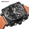 Chronograph Men Multifunction Sports Watches army Military Leather Digital Analog Fashion Wristwatch square dial backlight quartz clock