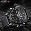 Chronograph Men Multifunction Sports Watches army Military Leather Digital Analog Fashion Wristwatch square dial backlight quartz clock