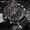 Chronograph Men Multifunction Sports Watches army Military Leather Digital Analog Fashion Wristwatch square dial backlight quartz clock