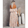 Women Vintage Floral Printed Spring Summer Boho Beach Dresses Off Shoulder Half Sleeve Split Dress Slash Neck Robe Femme