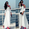 2017 Long Women Party Dresses White Floral Print Maxi Boho Beach Dress Plus Size Robe Casual Vestido Longo Ropa Mujer