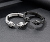 Punk Mens Double Skull End Wire Chain Bangle Cuff Men's Stainless Steel Bracelet 65mm Inner Silver/ Black 