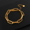  Amorcome Simple Multilayer Stainless Steel Chain Bracelet for Women Fashion Punk Thick Gold Plated Metal Bangle Party Unisex Jewelry Couple Gifts