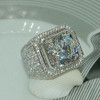 Stunning Handmade Fashion Jewelry 925 Sterling Silver Popular Round Cut White Topaz CZ Diamond Full Gemstones Men Wedding Band Ring Gift
