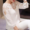 NEW Ladies Girl Women 3\4 Sleeve Lace Hollow Casual Chiffon Blouse Crop Tops S4 