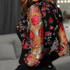  Spring Autumn Women Floral Embroidery Mesh Sheer See-through Long Sleeve Blouse O-Neck Tops Shirts Blusas