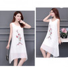 Women Embroidery Flower Chiffon Sleeveless O-neck A-line Irregular Plus Size White Black Red Daily Wear Cocktail Dress