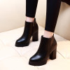 Autumn Winter Women Ankle Boots High Heels Chunky Heels Platform PU Leather Short Booties Black Ladies Shoes Good Quality