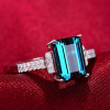 Deluxe Twinkling Blue Tourmaline Finger Ring Rectangle Zircon Women Rings Fashion Jewelry Accessories Ornament
