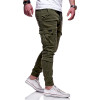 Pure Striped Cargo Pants Male Sports Pants Skinny Fitness Men Drawstring Trousers Fashion Running Clothing