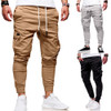 Pure Striped Cargo Pants Male Sports Pants Skinny Fitness Men Drawstring Trousers Fashion Running Clothing