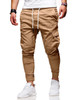 Pure Striped Cargo Pants Male Sports Pants Skinny Fitness Men Drawstring Trousers Fashion Running Clothing