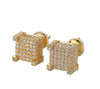 Hip Hop Earrings for Men Gold Silver Iced Out CZ Square Stud Earring With Screw Back Jewelry