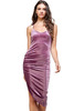 Women's Velvet Spaghetti Strap V-Neck Midi dress