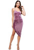 Women's Velvet Spaghetti Strap V-Neck Midi dress
