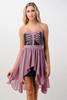 Women's Strapless Lace-Up High-Low Dress