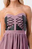 Women's Strapless Lace-Up High-Low Dress
