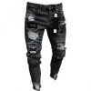 Men's Broken Hole Embroidered Pencil Jeans Men Trousers Casual Thin Denim Pants