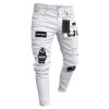 Men's Broken Hole Embroidered Pencil Jeans Men Trousers Casual Thin Denim Pants