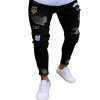 Men's Broken Hole Embroidered Pencil Jeans Men Trousers Casual Thin Denim Pants