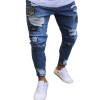 Men's Broken Hole Embroidered Pencil Jeans Men Trousers Casual Thin Denim Pants