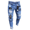 Men's Broken Hole Embroidered Pencil Jeans Men Trousers Casual Thin Denim Pants