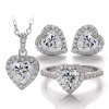 925 Sterling Woman Earring Necklace Ring Jewelry Set Gold Plated Moissanite