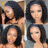 Women Virgin Human Hair Headband Wig Kinky Curly Headband Wig