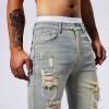 Men's Summer Casual Personality Irregular Foot Denim Shorts Ripped Jeans