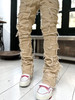 Elastic Patch Denim Straight-leg Pants New Men's Retro Denim Trousers