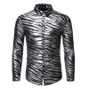 Men's Long Sleeved Shirt Men's Wave Patterned Gilded Nightclub Shirt Top