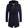 Mens Long Windproof Wool Coat Casual Thick Hooded Jacket Warm Soft Jackets Coats