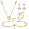 Women Cute Silver 925 Flower Shape Natural Fresh Water Pearl Jewellery Sets