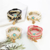 Blue Eye Bracelet Bohemian Handmade Rice Beads Beaded Multilayer Bracelet