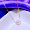 18k Real Gold Necklace Jewelry Yellow Gold Freshwater Pearl Pendant Necklace