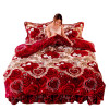 Super Soft Warm Fluffy Diamond Rose 4pcs Set Embroidery Curtain Bedding Set