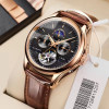 LIGE 6826 Classic Men Leather Automatic Mechanical 30m Waterproof Watch for Men