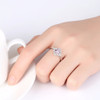 CZCITY 925 Silver Flower Shape Wedding Ring With Zircon Crystal Stone for Women