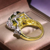 Green Agate Crystal Ring Emerald Vintage Adjustable Female Ring