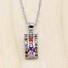 Multi Color Stones White Gold Plated Jewelry Set for Women Necklace Jewelry Set