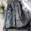 Fashion Fur Jean Jacket for Women Denim Coat Fur Lining Vintage Casual Jacket