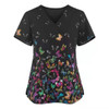 Printed Pattern Hospital Dental Nurse's Shirt Scrubs Drugstore Staff Coat Top