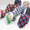 Men's Plaid Necktie Casual Tartan Suit Bowknots Ties Male Cotton Skinny Slim Tie
