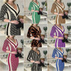 Women's Fashion Geometric Figure Hip Wrapped Cropped Sleeve Bodycon Dress